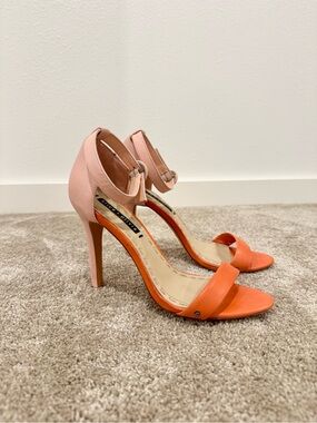 Alice + Olivia Colorblock Leather Ankle Strap Stiletto Sandals Size 39